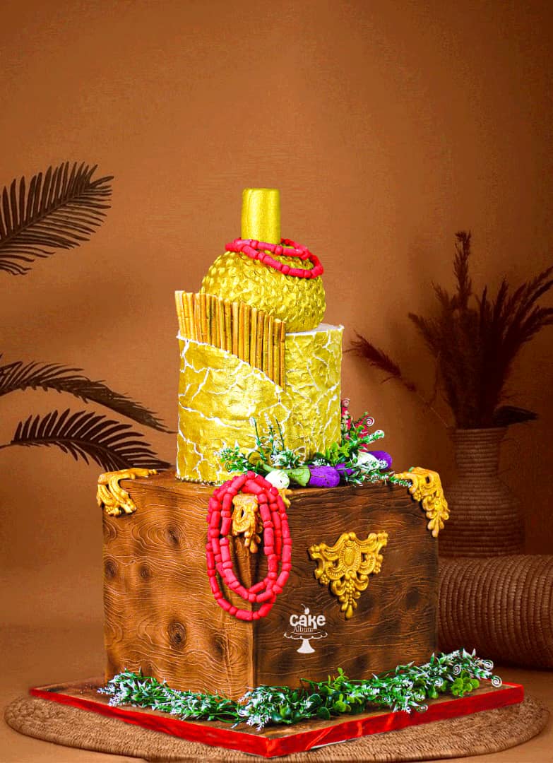 Gold Pot & Coral Beads