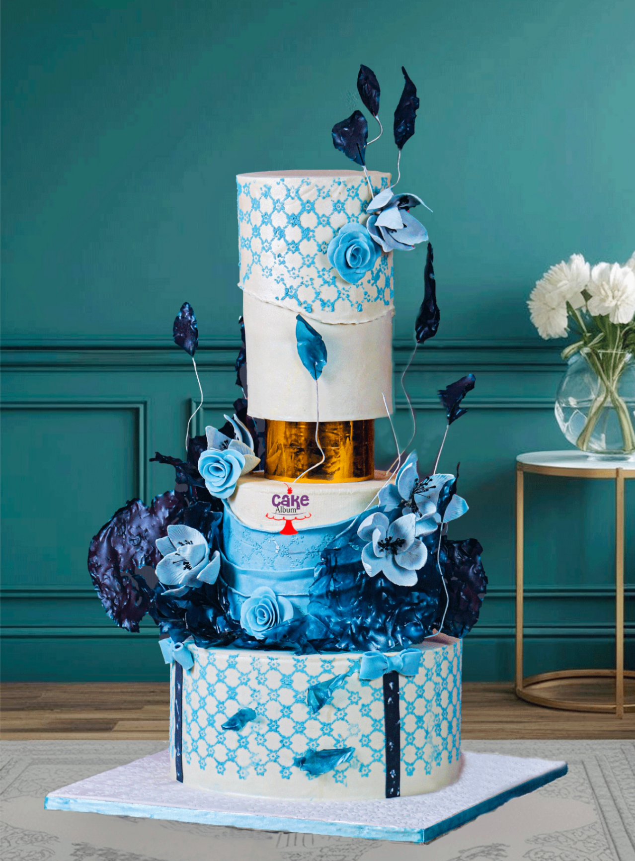 Teal & Blue Lace Floral